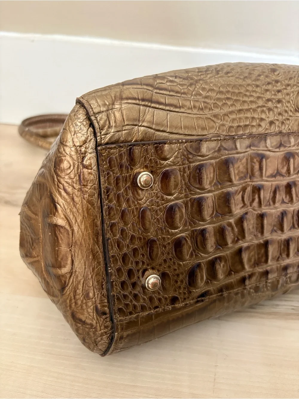 Brahmin Joan Large Tote Champagne Melbourne Croc Embossed Leather